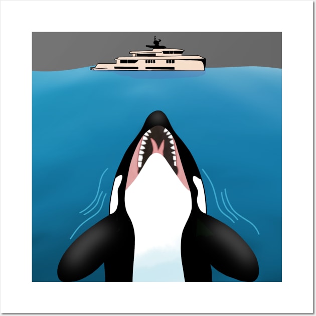 Orca and The Yacht Wall Art by Johadesigns